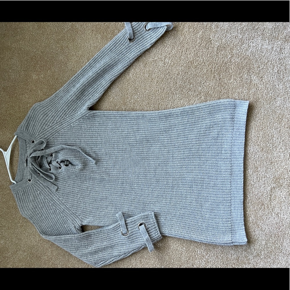 Gray sweater dress